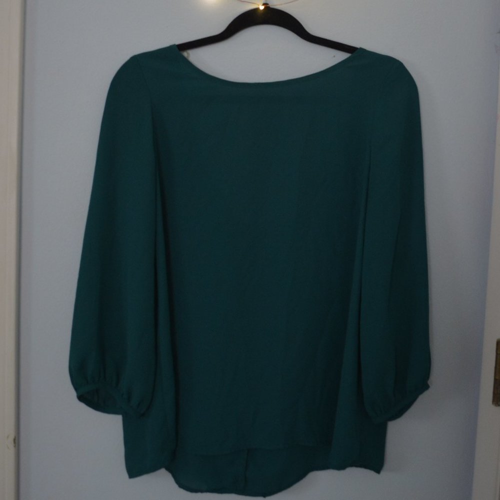 long sleeve blouse with back bow
